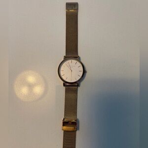 Rosefield Women's Gold and White Mesh Watch